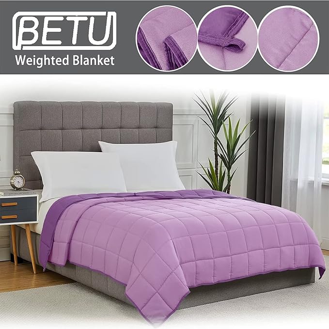 Purple Weighted Blanket for Adults 12lbs, Twin Full Size Cooling Heavy Throw - Image 3