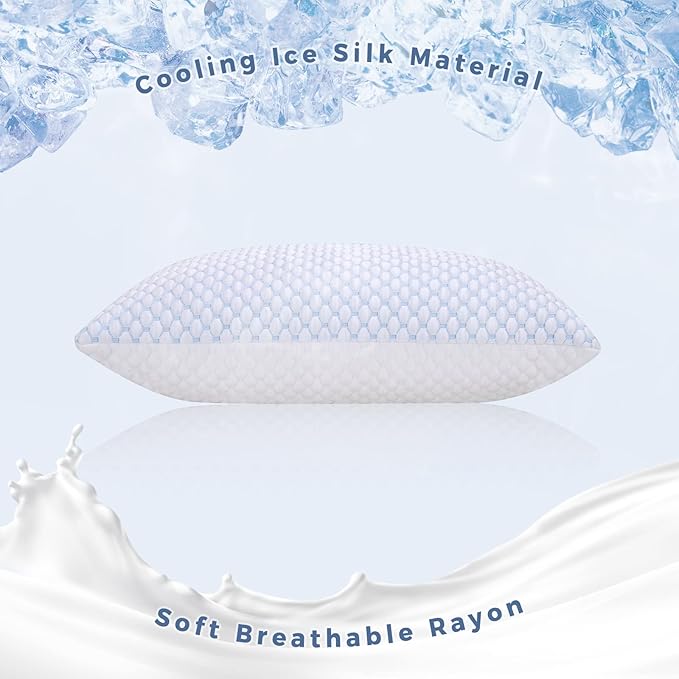 OSBED Cooling Adjustable Shredded Memory Foam Pillows Queen Size Set of 4 - Image 2