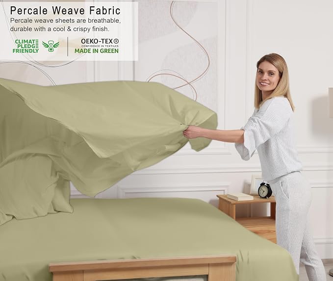 RUVANTI 100% Cotton Sheets – Twin Size Percale Bedding, Cooling & Breathable - Image 3