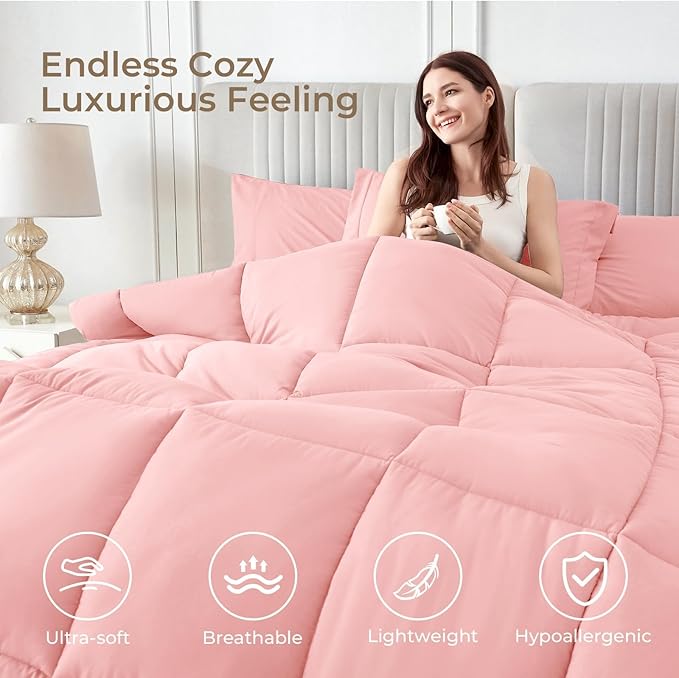 Sasttie Twin Comforter Set, 5 Pieces Bed in a Bag Twin, Complete Bedding Set - Image 2