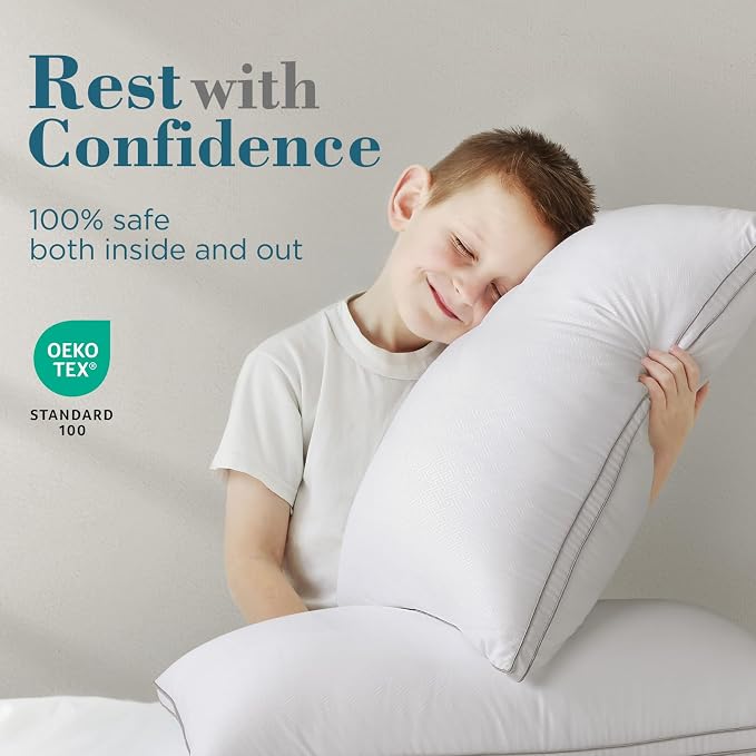 viewstar Bed Pillows Set of 2, Hotel Quality Cooling Down Alternative Gusseted - Image 6