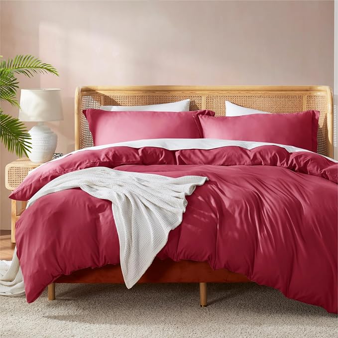 Nestl Burgundy Red Duvet Cover King Size by Nestl