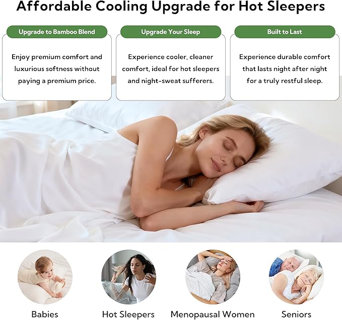 MR&HM Pillow Cases Queen Size Set of 2, Cooling Pillow Case - Image 3