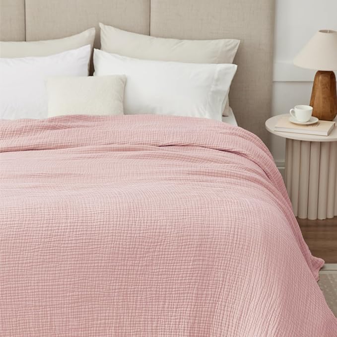 100% Cotton Muslin Blanket Queen 90" x 90", 6 Layers Breathable and Lightweight - Image 7