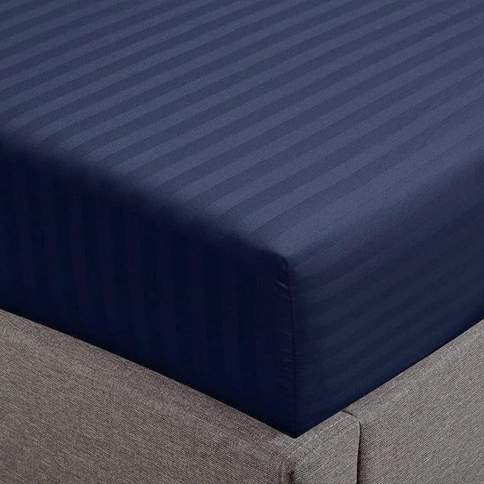 Feather & Stitch 1 Piece Fitted Sheet Queen Size, 100% Cotton Damask Sateen by FEATHERSTITCHNEWYORK