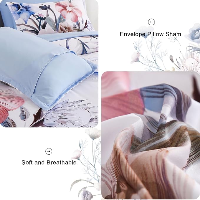 Luxudecor Floral Comforter Set King Size 7 Piece, Elegant Floral Comforter - Image 5