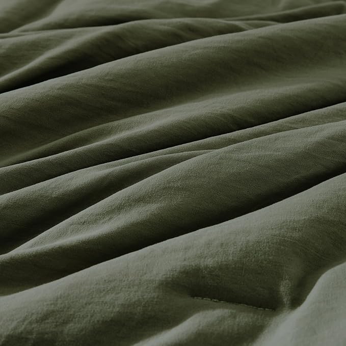 WRENSONGE Queen Comforter Set- 7 Pieces Soft Olive Green Bed in a Bag - Image 5