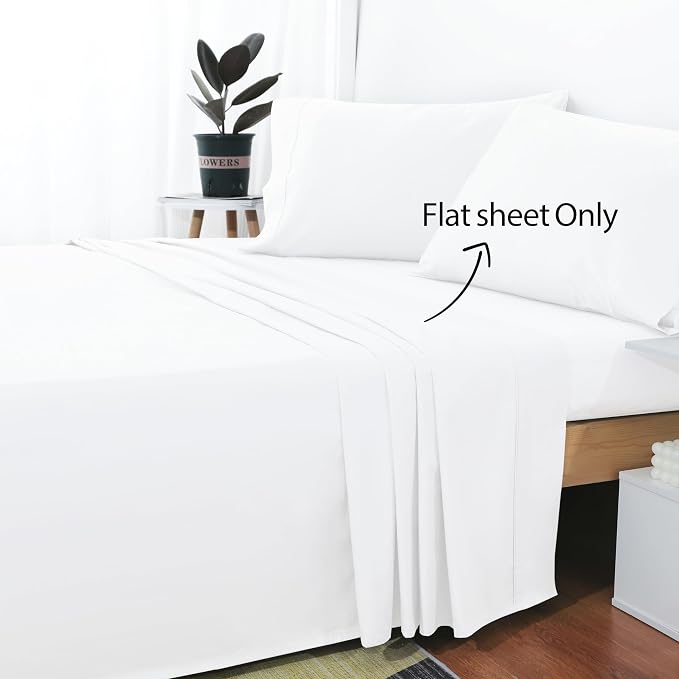 Cotton Cal King Flat Sheet Only, 600 Thread Count 100% Egyptian Cotton Top - Image 2