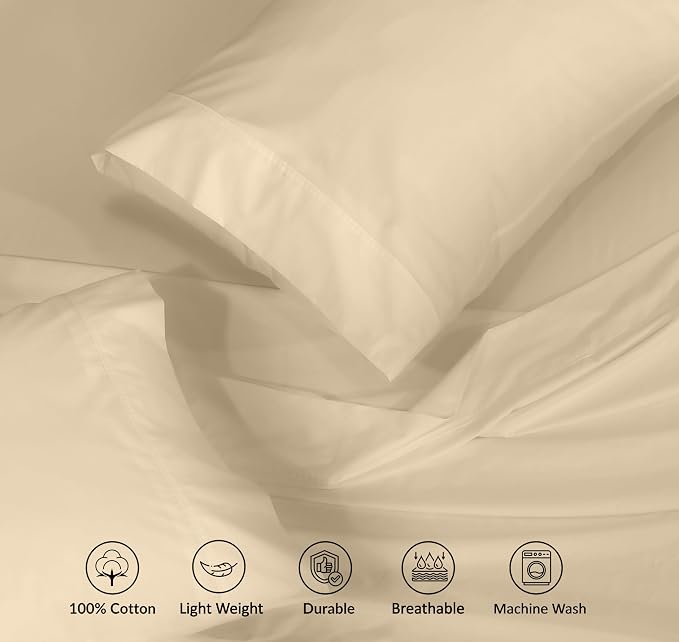 RUVANTI 100% Cotton Sheets – Full Size Percale Bedding, Cooling & Breathable - Image 4