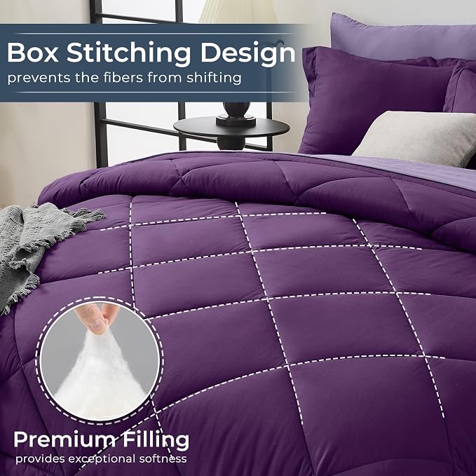 HEVUMYI Purple & Light Purple Queen Comforter Set - Image 4