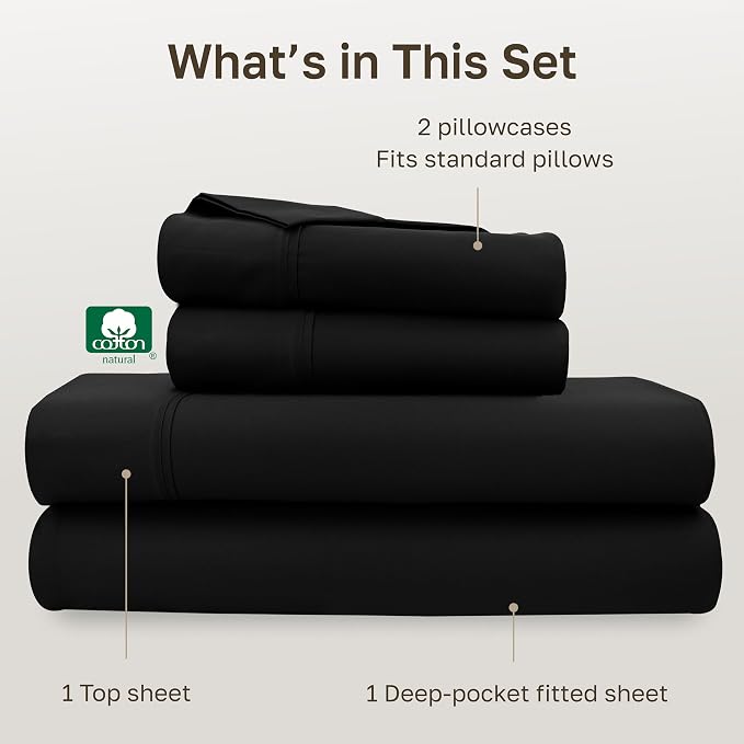 California Design Den Soft 100% Cotton Full Size Bed Sheets Set, 400 TC Good - Image 4