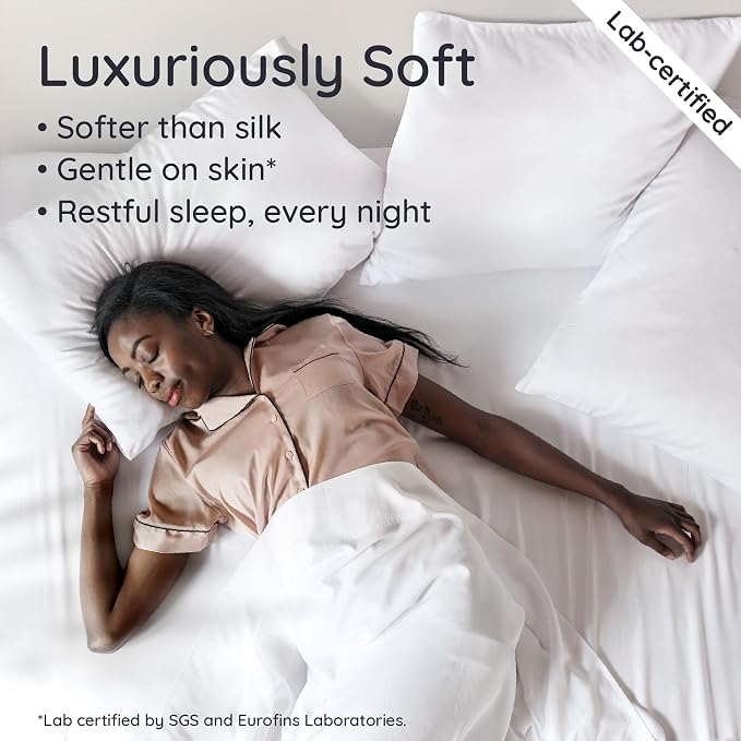 Bambaw Full White Fitted Sheet Only, 100% Viscose Derived from Bamboo Full Size - Image 4
