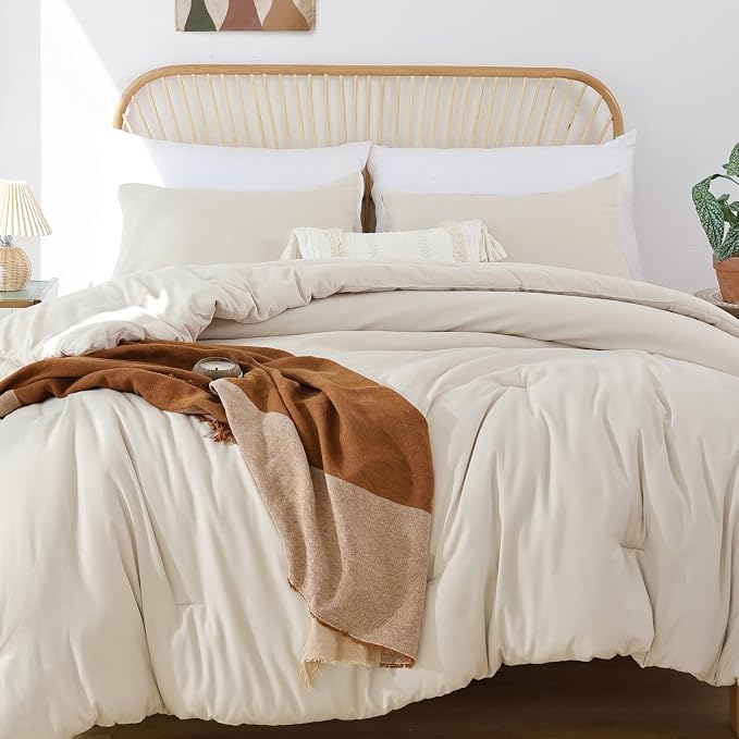 ROSGONIA Oversized King Comforter Beige by ROSGONIA