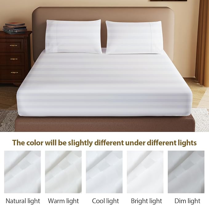100% Egyptian Cotton Fitted Sheet Queen Size, 600 Thread Count, Single Fitted - Image 9