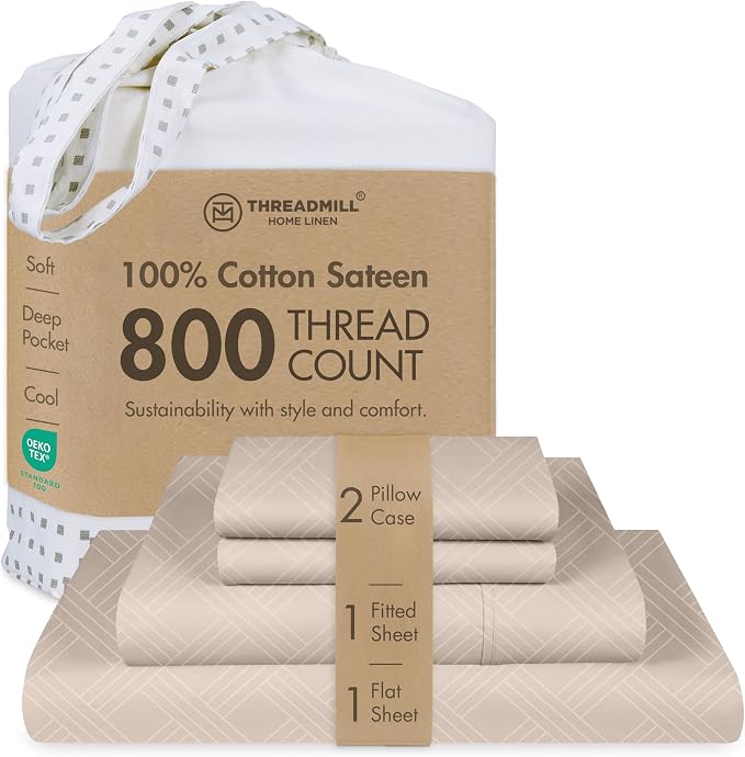Threadmill King Size Sheets for King Mattress | 800 Thread Count Jacquard by ThreadmillHomeLinen