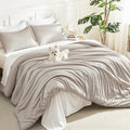 Litanika Linen Grey Comforter Set Twin/Twin XL Size, 2 Pieces Lightweight Solid by Litanika