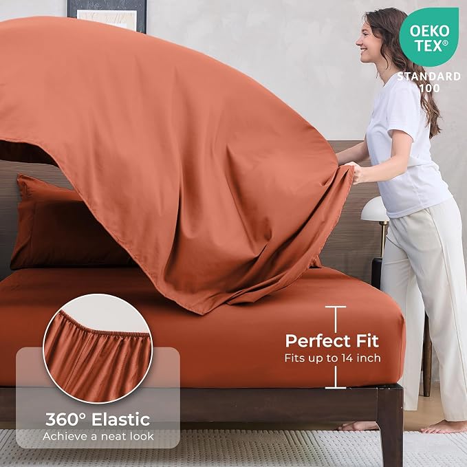 HEVUMYI Burnt Orange Cali-King Comforter Set - Image 5