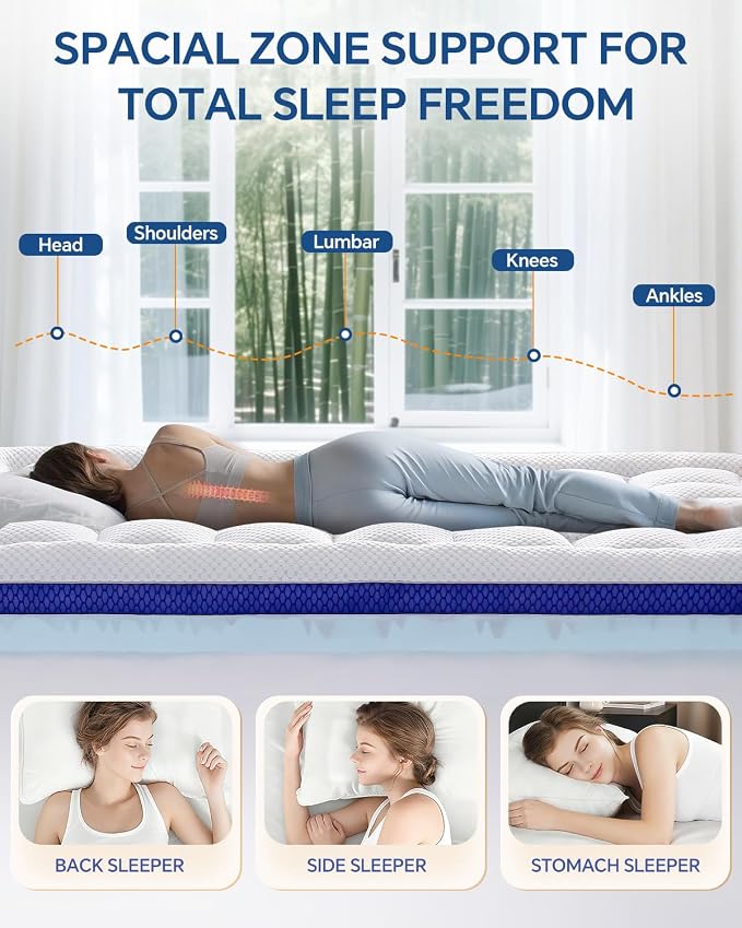 BEDELITE Queen Mattress Topper Dual Layer 4 Inch Memory Foam Mattress Topper - Image 4