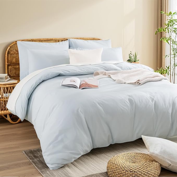 NEXHOME PRO Duvet Cover Set Twin Size Linen Look Textured Organic Natural 100% - Image 4