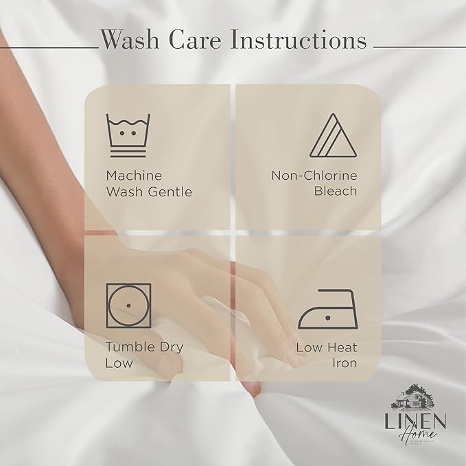 Linen Home 100% Cotton Percale Sheets Twin Size, Light Taupe, Deep Pocket - Image 5