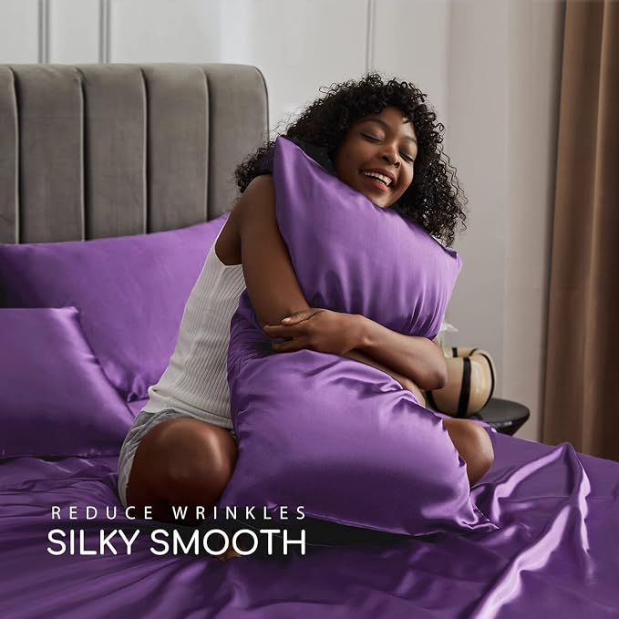 MR&HM Satin Bed Sheets, King Size Sheets Set - Image 4