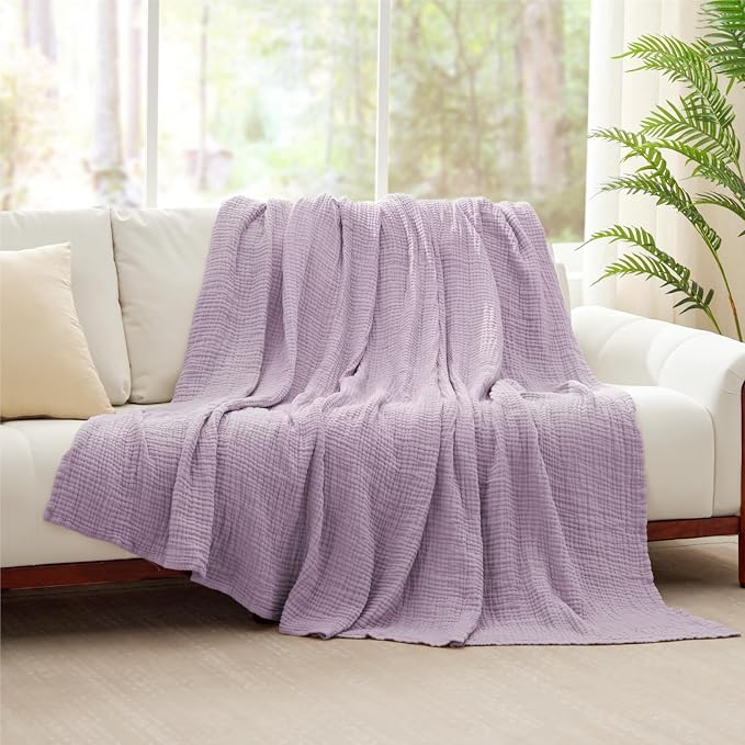 100% Cotton Muslin Blanket 50" x 60", Breathable and Lightweight Cotton Throw - Image 7