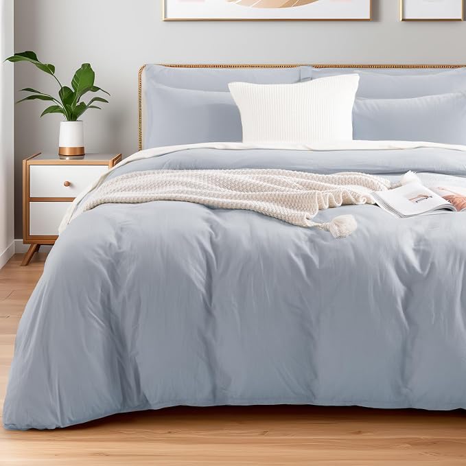 NEXHOME PRO Twin Duvet Cover Set, 100% Washed Cotton by NEXHOMEPRO
