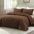 Whale Flotilla Ultra Soft King Quilt Bedding Set, Lightweight Microfiber Brown by WHALEFLOTILLA