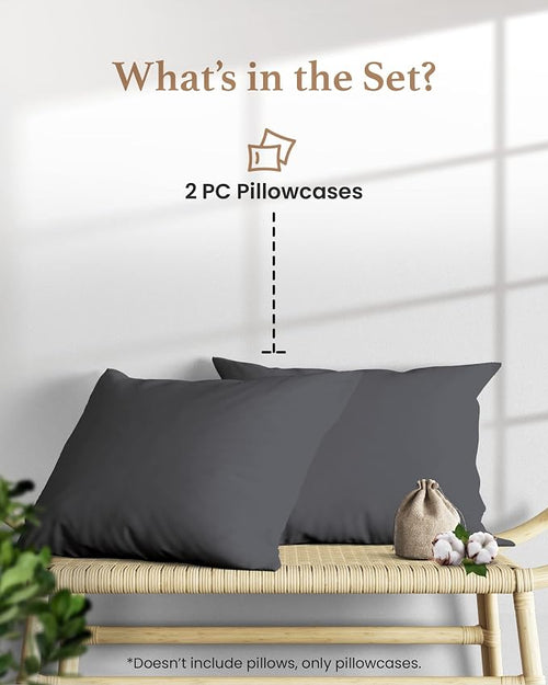 1000 TC Black Standard Pillowcases Set of 2 100% Egyptian Cotton Pillow Cases - Image 2