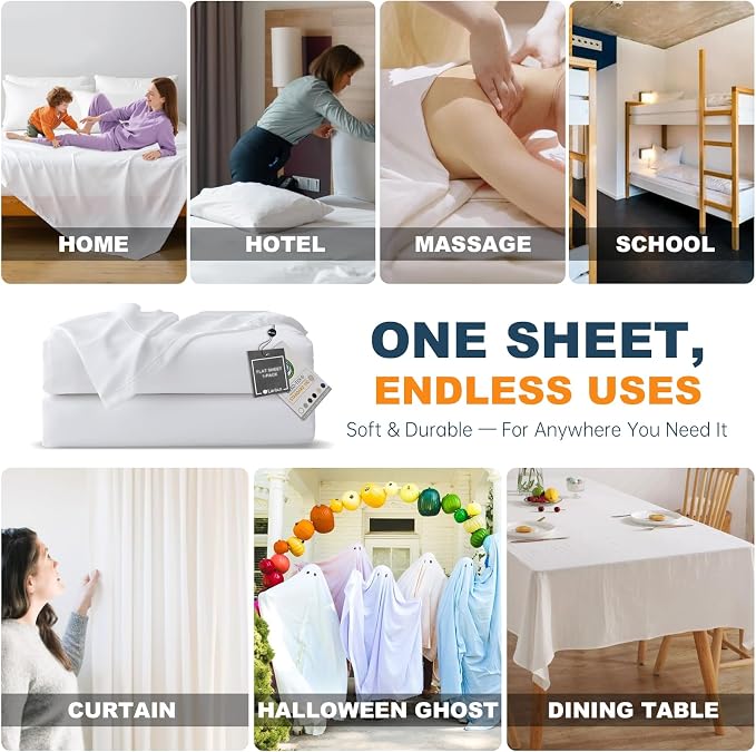 Lavisun Full Flat Sheet, 1 Pack White Full Bed Sheet Only - Image 7