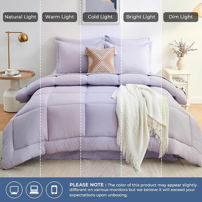 Sasttie Queen Comforter Set, 7 Pieces Bed in a Bag Queen, Complete Bedding Set - Image 8