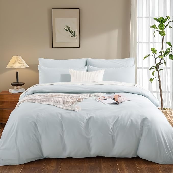 NEXHOME PRO Duvet Cover Set Twin Size Linen Look Textured Organic Natural 100% - Image 3
