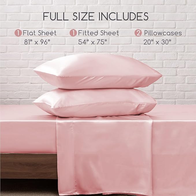 MR&HM Satin Bed Sheets, Full Size Sheets Set - Image 7