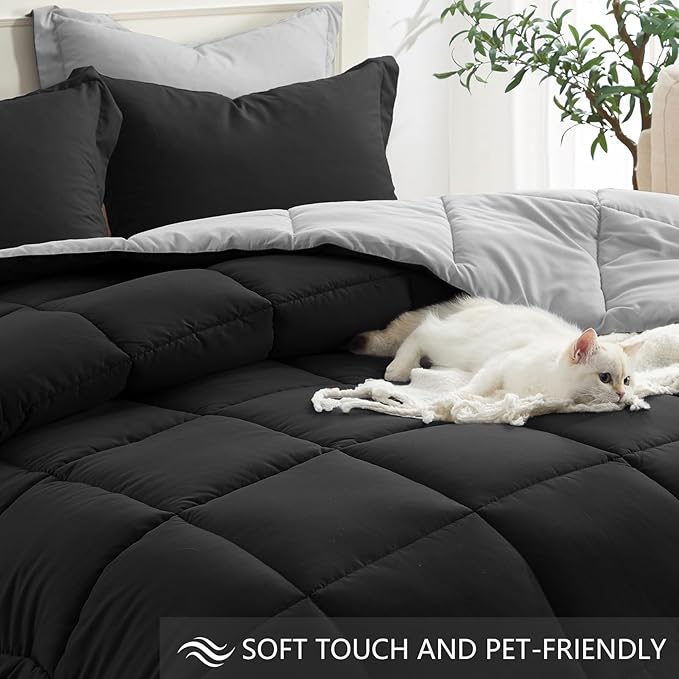 Homelike Moment King Size Comforter Set Black, Comforter King Size Bed Set - Image 4