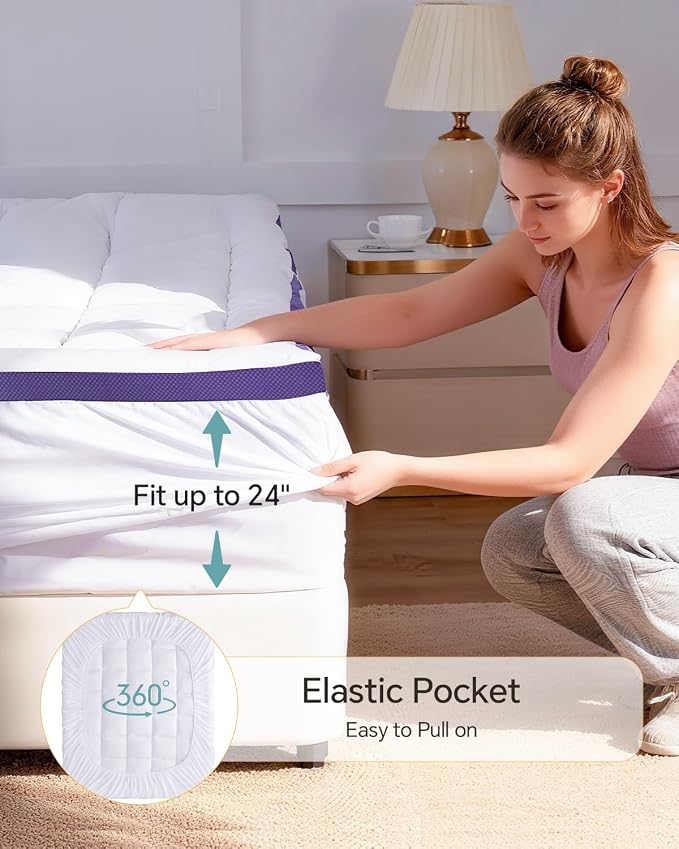 ChiXpace Dual Layer 4 Inch Memory Foam Mattress Topper Twin - Image 5