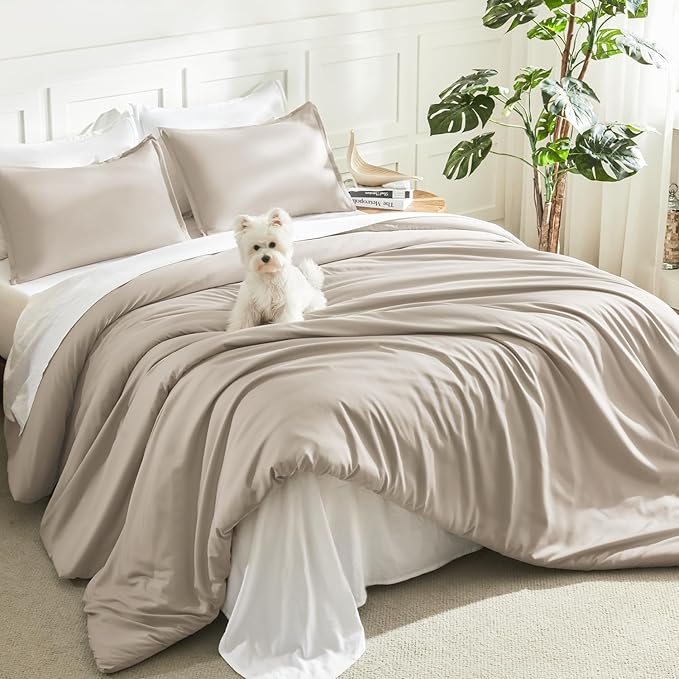Litanika Oversized King Comforters Oatmeal Super King Plus Size, 3 Pieces by Litanika