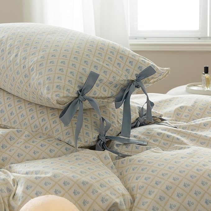 mixinni Blue Floral Duvet Cover Set King - Image 5