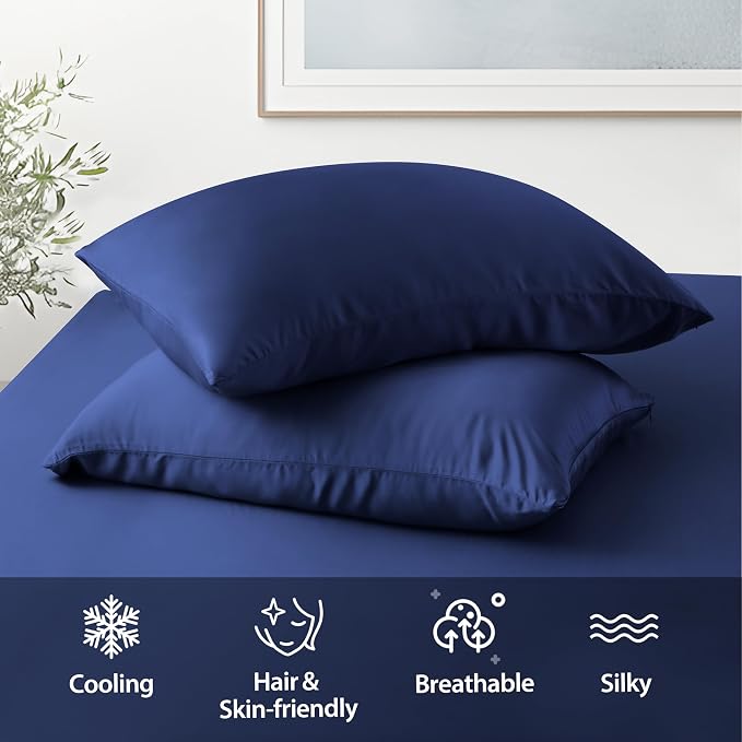 2 Pack Cooling Pillow Cases, Viscose Derived from Bamboo Pillow Protectors - Image 5