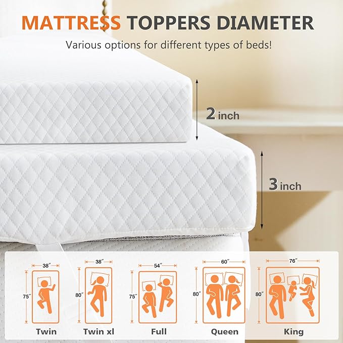 DUMOS 2 Inch Gel Memory Foam Mattress Topper Twin Size, Cooling Breathable - Image 3