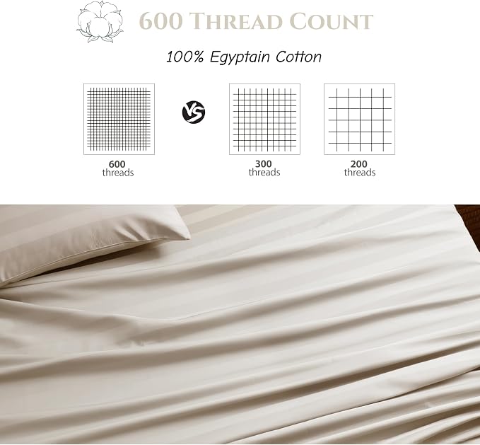 Cotton Flat Sheets Only, 600 TC 100% Cotton Flat Sheet Top Sheet Only, Full - Image 3
