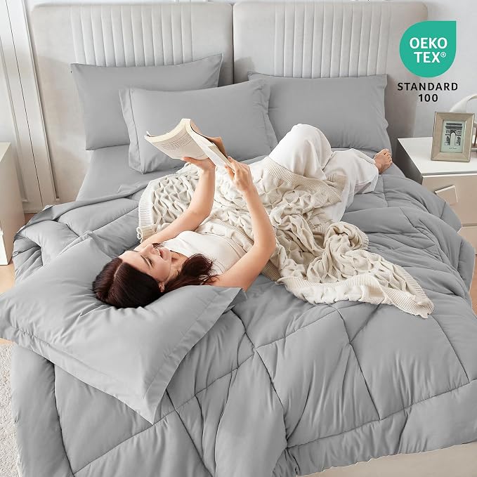 Sasttie Full Size Comforter Sets, 7 Pieces Bed in a Bag Full, Complete Bedding - Image 5
