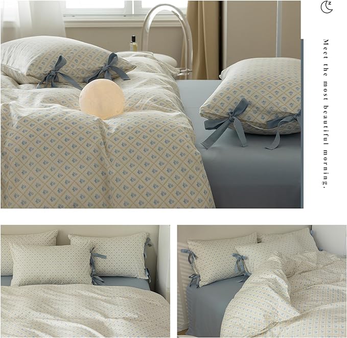 mixinni Blue Floral Duvet Cover Set Queen - Image 7