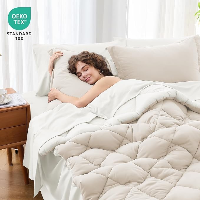 MUXHOMO 7 Pieces King Comforter Set, Reversible Bed in a Bag King Size - Image 4
