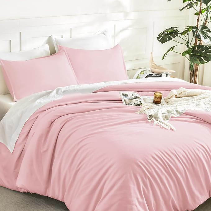Litanika Pink Comforter Set Queen Size, 3 Pieces Lightweight Soft Fluffy Solid - Image 5