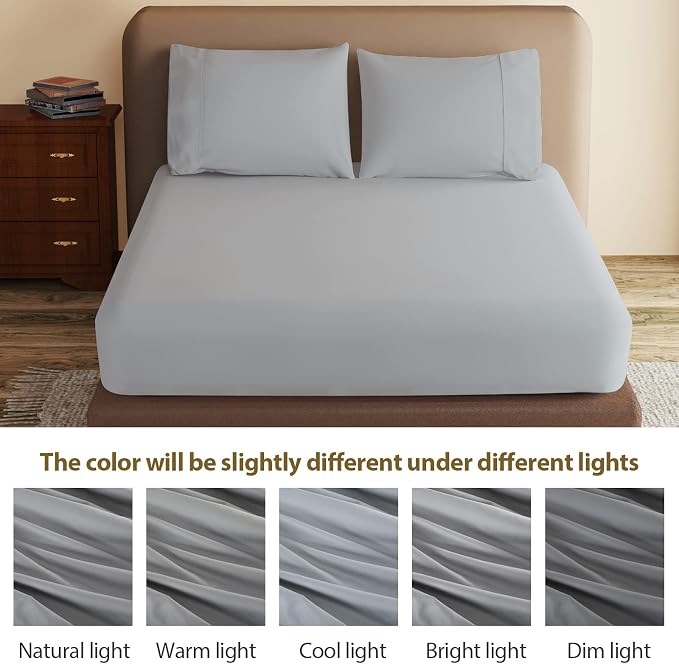 100% Egyptian Cotton Fitted Sheet CK Size Gray, 600 Thread Count 8-16" Deep - Image 8