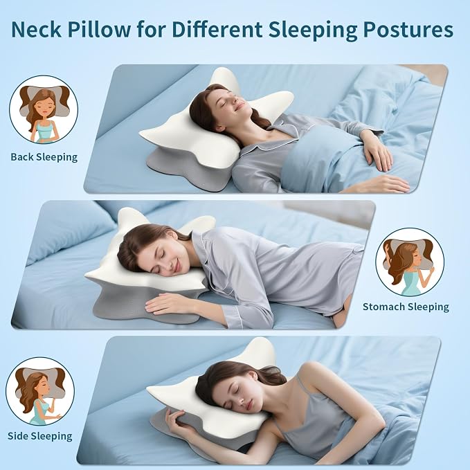 Cervical Neck Pillow for Pain Relief, Ergonomic Side Sleeper Pillow Cooling - Image 5