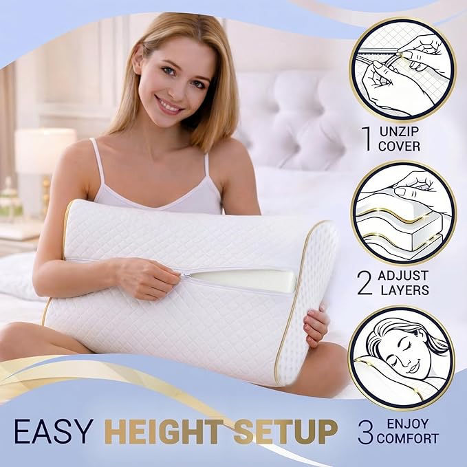 Royal Therapy 2-Pack Queen Memory Foam Pillow, Queen Contour Pillow, Orthopedic - Image 6