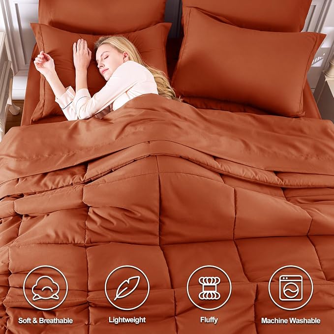 CozyLux Full Size Comforter Sets Terracotta - Image 2