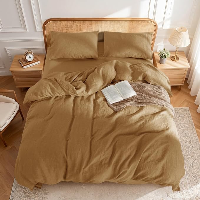 LBRO2M 100% France Linen Duvet Cover Set Full Size 3 Pcs Natural Flax Comforter - Image 2