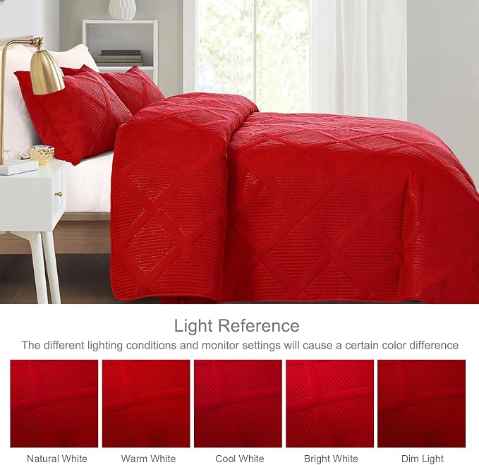 Exclusivo Mezcla King Quilt Set- Red Quilts Bedding Set - Image 3